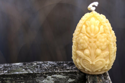 Beeswax Candle ~ Carved Faberge Egg - BeeKind Honey Bees Inc.