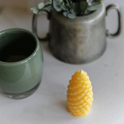 Beeswax Candle ~ Fir Cone - BeeKind Honey Bees Inc.