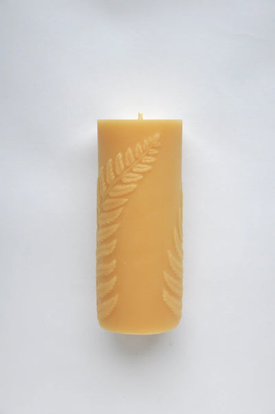 Beeswax Candle ~ Simple Fern Pillar - BeeKind Honey Bees Inc.